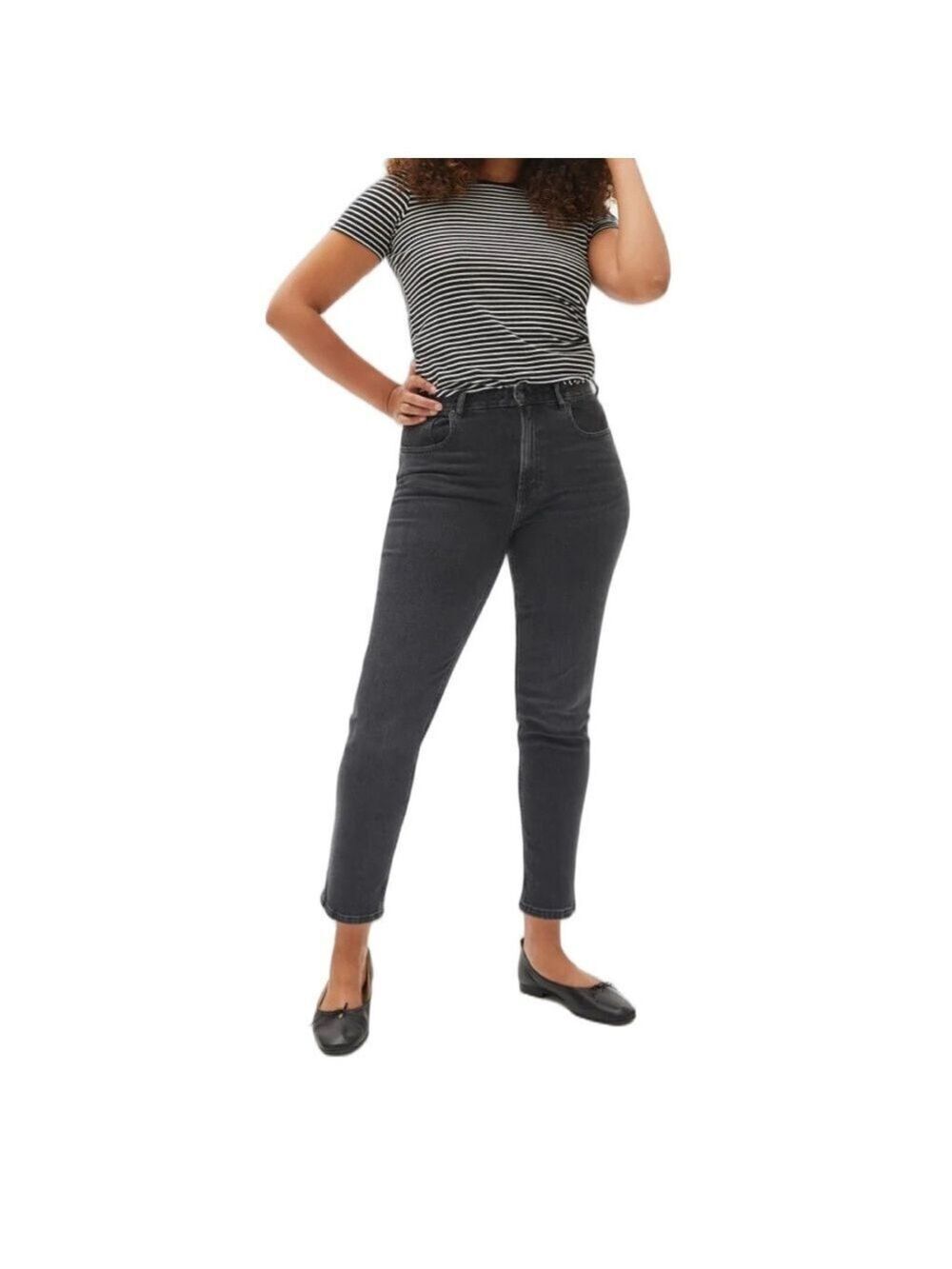 Everlane The Curvy Cheeky Straight Jeans Washed Black Sz 29 Short